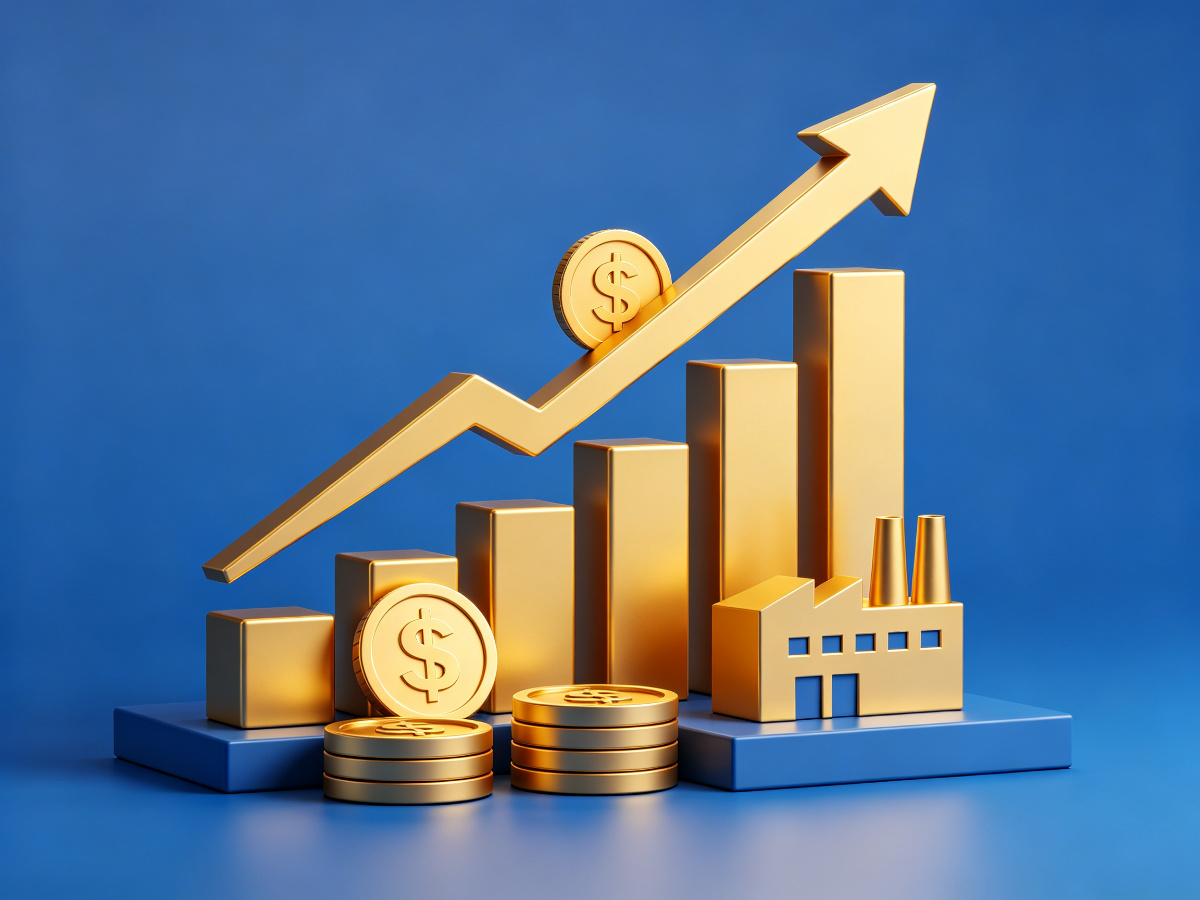 Cost optimization concept with upward growth chart and coins