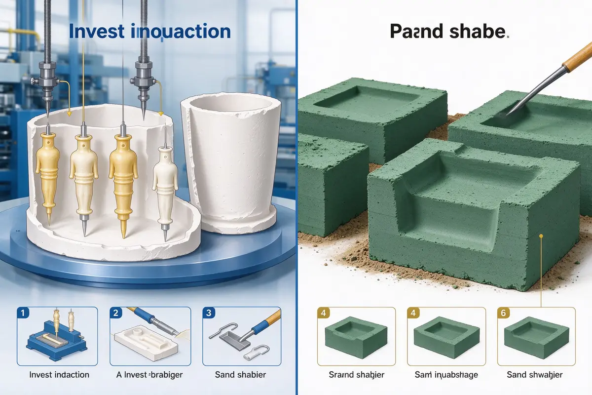 Investment casting vs sand casting process comparison diagram